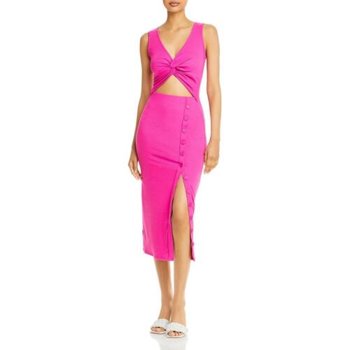 Pink cut out sleeveless midi summer dress