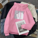 Tejiojio Sweatshirts Fall Clearance Fashion Women s Casual Long Sleeve Hooded Character Pullover Sweatshirt Tops