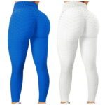 cptfadh Ladies Yoga 2PC Women s Bubble Lifting Exercise Fitness Running High Waist Yoga Pants