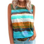 RQYYD Discount Women s Casual Plus Size Tank Tops Crewneck Sleeveless Stripe Summer Tee Shirts Loose Fit Tie Dye Tshirt Blouse(Blue XXL)