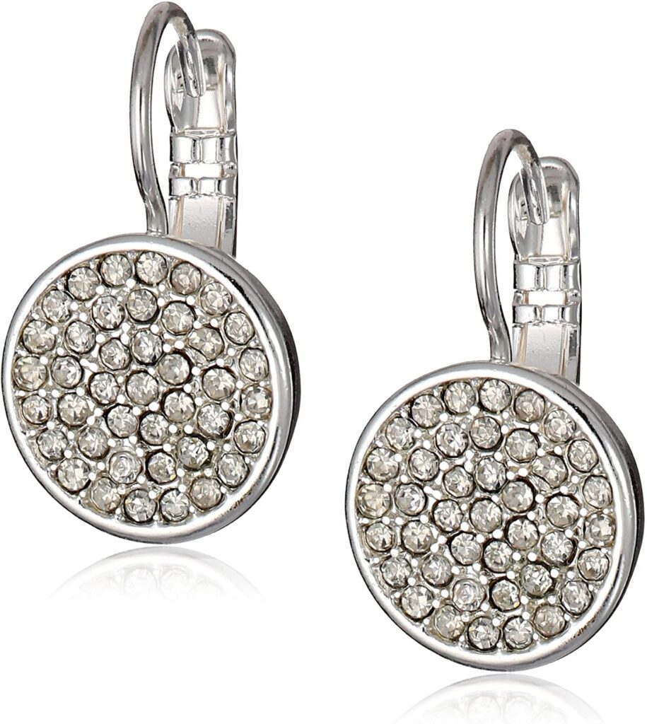 Tone and Crystal Pave Stud Earrings