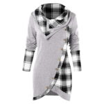 GBSELL Sweatshirs for Women Plaid Shirts Cow Print Top Long Sleeve Shirts Sweatshirts Women Button l Neck Pachwork Pliad Tops Blouse Women Irregular Top Grey L