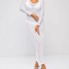 Maxi Sheer Breezy Texture Long Sleeve Slinky Dress White