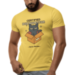 kiMaran Certified Box Inspector Cat in the Box T Shirt Unisex Short Sleeve Tee (Yellow XL)