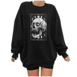 Ladies Loose Casual Round Neck Printed Long-Sleeved Printed Sweater