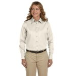 Harriton M500W Ladies Easy Blend Long-Sleeve Twill Shirt with Stain-Release