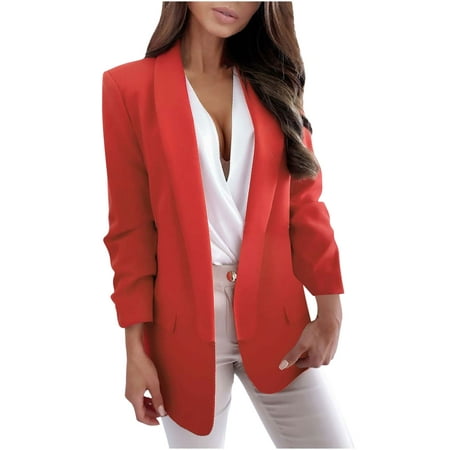 Business Casual Lapel Blazer Open Front Pocket Suits Chaquetas de Mujer de Vestir