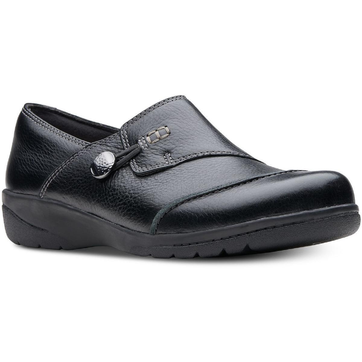 Black Leather Slip-On Clogs