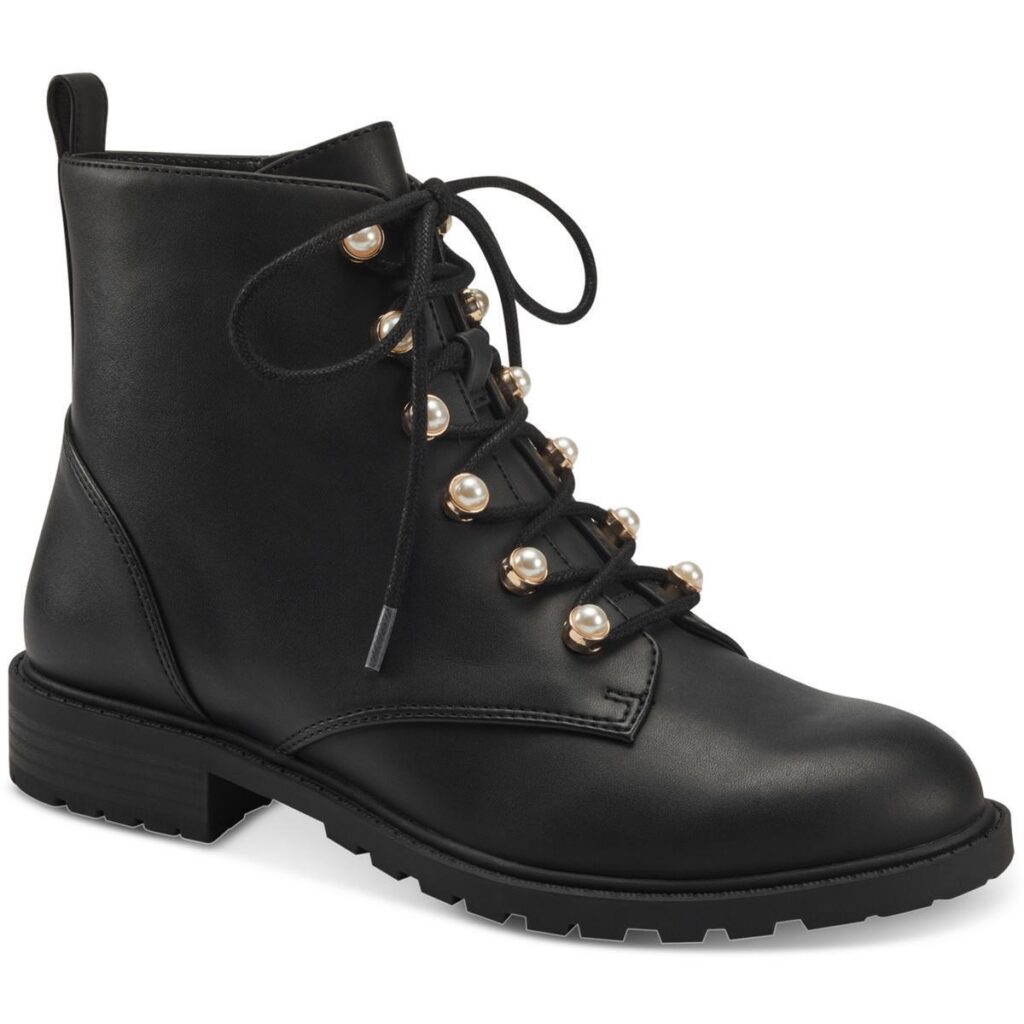 Lace-Up Pearl Combat Ankle Boots Shoes