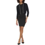 Calvin Klein Womens Black Embellished Cardigan Sweater Jacket L BHFO 0460