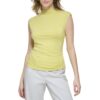 Calvin Klein Womens Green Ruched Sides Mock Neck Pullover Top Shirt S BHFO 5523