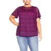 City Chic Womens Purple Lace Lined Scoop Neck Blouse Shirt Plus L BHFO 5753