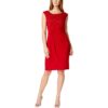 Connected Apparel Womens Red Lace Overlay Ruched Cocktail Dress 6 BHFO 7245