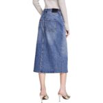 DKNY Jeans Womens Blue Asymmetric Midi Daytime Denim Skirt 28 30 BHFO 6360