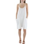 FP Movement by Free People Womens White Short Stretch Pocket Romper M BHFO 2626