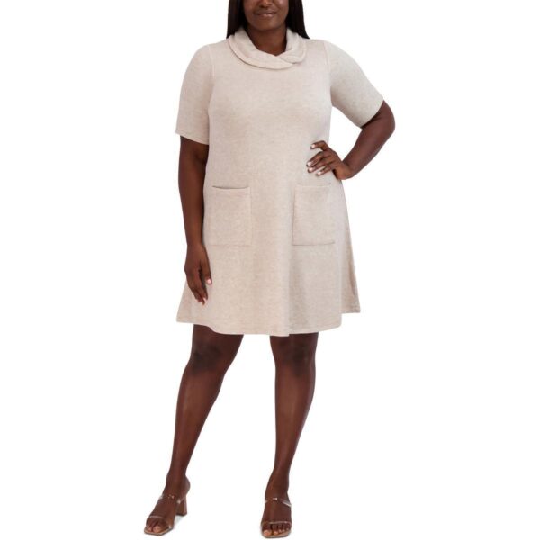 Signature By Robbie Bee Womens Tan Pocket Sweaterdress Plus 3X BHFO 6904