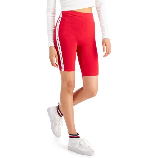 Tommy Jeans Womens Red Logo Fitness Workout Bike Short M BHFO 7392