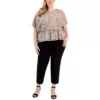 Alex Evenings Womens Taupe Embroidered Blouson Blouse Shirt Plus 1X BHFO 7116