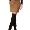 Allegra K Faux Suede Skirt for Women's Casual High Waist Belted A-Line Mini Skirts