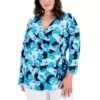 Anne Klein Womens Blue Floral Print Wrap Top Blouse Plus 3X BHFO 9950