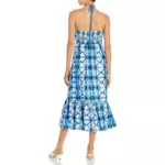 Aqua Womens Blue Crochet Printed Halter Maxi Dress XL BHFO 8779