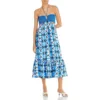 Aqua Womens Blue Crochet Printed Halter Maxi Dress XL BHFO 8779