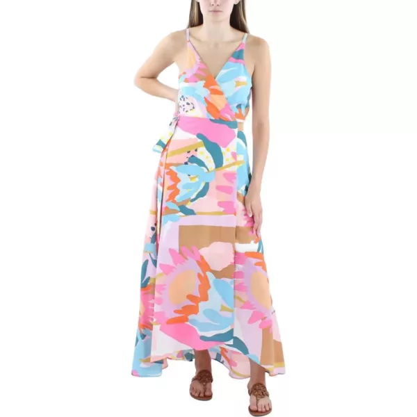 Aqua Womens White Printed Wrap Dress S BHFO 3006
