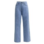 BLVB Womens High Waist Straight Wide Leg Denim Pants Loose Fit Classic Jeans Trousers with Pockets Light Blue