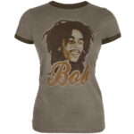 Bob Marley Women's Juniors Bob Ringer Short Sleeve T Shirt