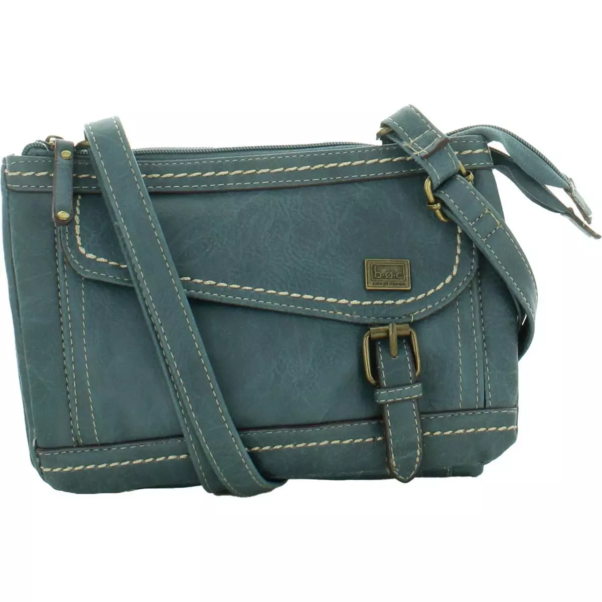 Blue Faux Leather Crossbody Handbag Small