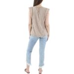 Cable & Gauge Womens Taupe Lace Crochet Trim Blouse Top L BHFO 4002