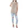 Cable & Gauge Womens Taupe Lace Crochet Trim Blouse Top L BHFO 4002