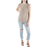 Cable & Gauge Womens Taupe Lace Crochet Trim Blouse Top L BHFO 4002