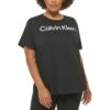Calvin Klein Performance Womens Black Logo Shirts & Tops Shirt Plus 2X BHFO 7356