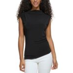 Calvin Klein Womens Black Asymmetric Polyester Blouse XL BHFO 9906