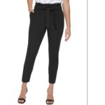 Calvin Klein Womens Black Paperbag Mid-Rise Ankle Pants Petites 12P BHFO 4800