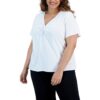 Calvin Klein Womens Knot-Front Cotton T-Shirt Plus BHFO 2811