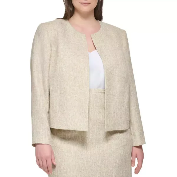 Calvin Klein Womens Textured Work Wear Open-Front Blazer Jacket Plus BHFO 5737