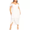 City Chic Womens Entwine Ivory Off-The-Shoulder Maxi Dress Plus 14 XS BHFO 0607