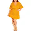 City Chic Womens Lace Knee Surplice Fit & Flare Dress Plus BHFO 9302