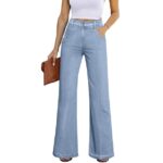 Dokotoo Women Wide Leg Jeans High Rise Classic Baggy Denim Pants Casual Loose Fitted Stretchy Comfy Jean Denim Trousers with Pockets US Size 14