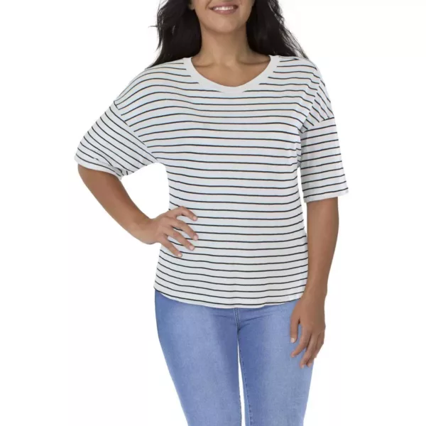 Dolan Womens White Striped Crew Neck Tee T-Shirt Top XL BHFO 6284