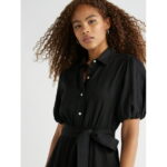 Free Assembly Women’s Midi Shirtdress with Puff Sleeves, Sizes XS-XXL