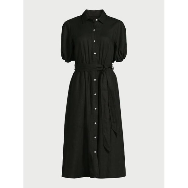 Free Assembly Women’s Midi Shirtdress with Puff Sleeves, Sizes XS-XXL