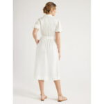 Free Assembly Women’s Midi Shirtdress with Puff Sleeves, Sizes XS-XXL