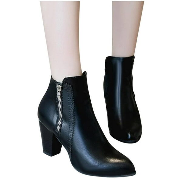 Jikolililili Women Boots Retro Thick Heel High Heel Shoes Boots Plus Size Zipper Boots Women's Shoes Christmas 2022 Deals Clearance
