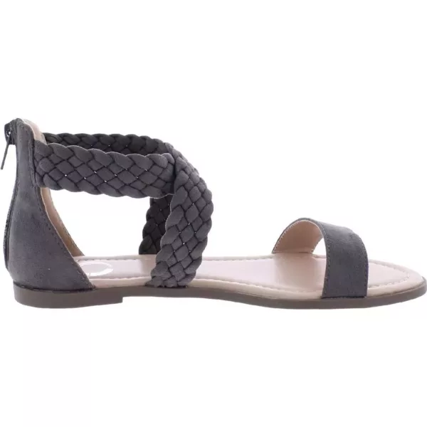 Journee Collection Womens Lucinda Gray Flat Sandals 5.5 Medium (B,M) BHFO 5831