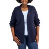 Karen Scott Womens Navy Knit Cardigan Sweater Plus 3X BHFO 1133
