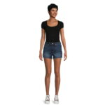 No Boundaries Juniors and Juniors Plus Mid Rise Denim Shorts, 3” Inseam, Sizes 1-21