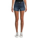 No Boundaries Juniors and Juniors Plus Mid Rise Denim Shorts, 3” Inseam, Sizes 1-21